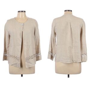 CARLA CONTI 100% Linen Embroidered Cutout Cardigan L